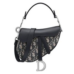 Replica Dior Mini Saddle Bag with Strap Dark Blue Fake
