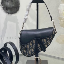 Replica Dior Mini Saddle Bag with Strap Dark Blue Fake