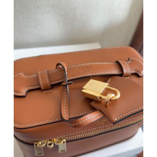 Replica Celine Vanity Bag Natural Calfskin Coffee Fake