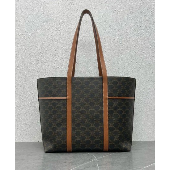 Replica Celine Cabas Drawstring Bag Triomphe Coffee Fake