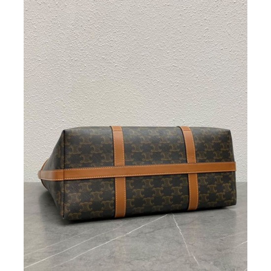 Replica Celine Cabas Drawstring Bag Triomphe Coffee Fake