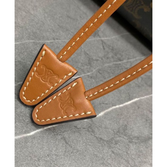 Replica Celine Cabas Drawstring Bag Triomphe Coffee Fake