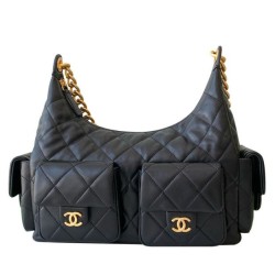 Replica Chanel Maxi Hobo Bag AS5302 Black Fake