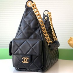 Replica Chanel Maxi Hobo Bag AS5302 Black Fake