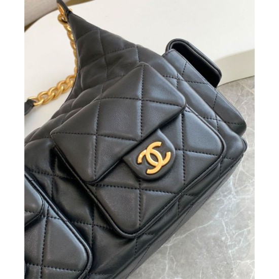 Replica Chanel Maxi Hobo Bag AS5302 Black Fake