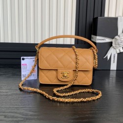 Replica Chanel Mini Flap Bag With Top Handle AS5164 Light Coffee Fake