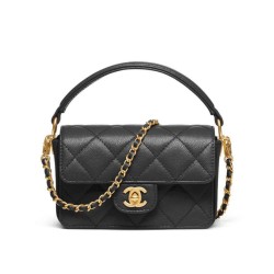 Replica Chanel Mini Flap Bag With Top Handle AS5164 Black Fake