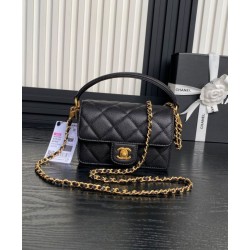 Replica Chanel Mini Flap Bag With Top Handle AS5164 Black Fake