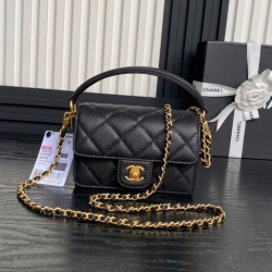 Replica Chanel Mini Flap Bag With Top Handle AS5164 Black Fake