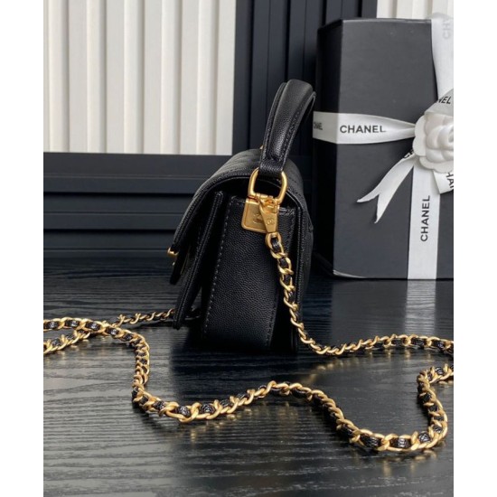 Replica Chanel Mini Flap Bag With Top Handle AS5164 Black Fake