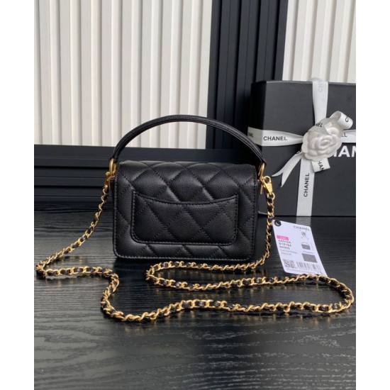 Replica Chanel Mini Flap Bag With Top Handle AS5164 Black Fake