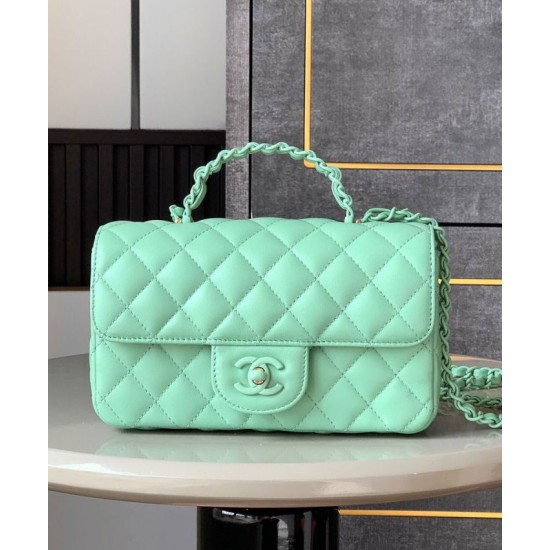 Replica Chanel Mini Flap Bag With Top Handle AS5243 Green Fake