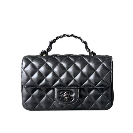Replica Chanel Mini Flap Bag With Top Handle AS5243 Black Fake