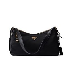 Replica Prada Aimee Large Re-Nylon Shoulder Bag With Padlock 1BC232 Black Fake