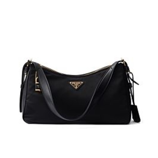 Replica Prada Aimee Large Re-Nylon Shoulder Bag With Padlock 1BC232 Black Fake Replica Prada Aimee Large Re-Nylon Shoulder Bag With Padlock 1BC232 Black Fake