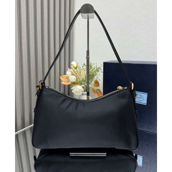 Replica Prada Aimee Large Re-Nylon Shoulder Bag With Padlock 1BC232 Black Fake Replica Prada Aimee Large Re-Nylon Shoulder Bag With Padlock 1BC232 Black Fake