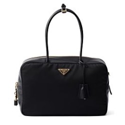 Replica Prada Large Re-Nylon Top-handle Bag With Padlock 1BB131 Black Fake