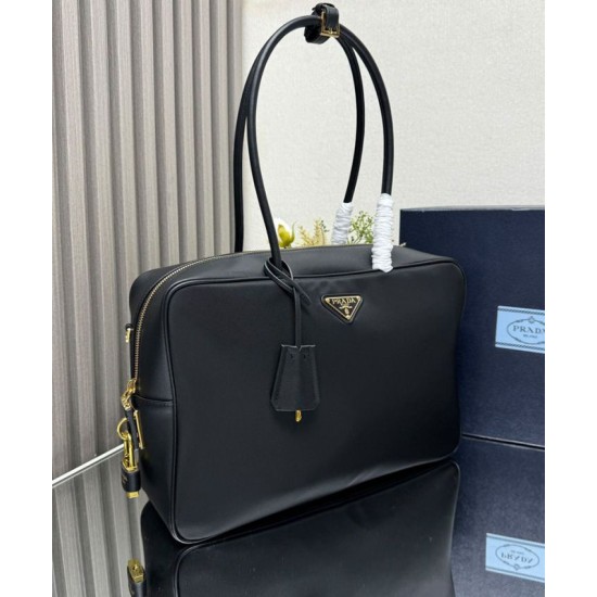 Replica Prada Large Re-Nylon Top-handle Bag With Padlock 1BB131 Black Fake Replica Prada Large Re-Nylon Top-handle Bag With Padlock 1BB131 Black Fake