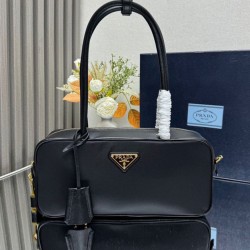 Replica Prada Re-Nylon Small Top-handle Bag With Padlock 1BB133 Black Fake