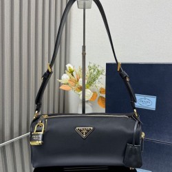 Replica Prada Medium Re-Nylon houlder Bag With Padlock 1BC233 Black Fake