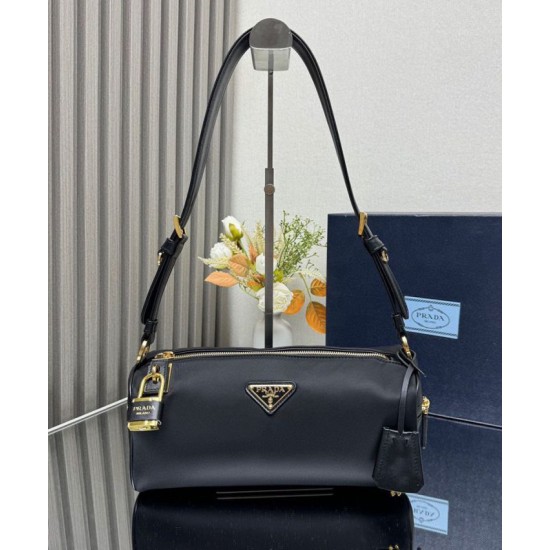Replica Prada Medium Re-Nylon houlder Bag With Padlock 1BC233 Black Fake Replica Prada Medium Re-Nylon houlder Bag With Padlock 1BC233 Black Fake