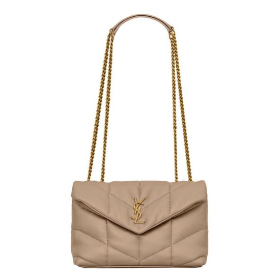 Replica YSL Saint Laurent Toy Puffer Bag Lambskin Apricot Fake