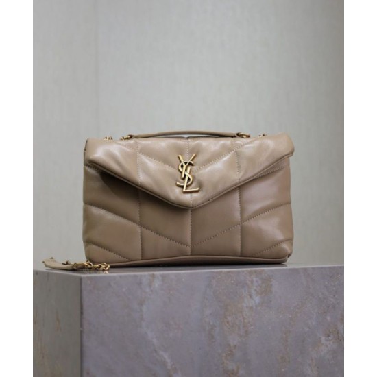 Replica YSL Saint Laurent Toy Puffer Bag Lambskin Apricot Fake