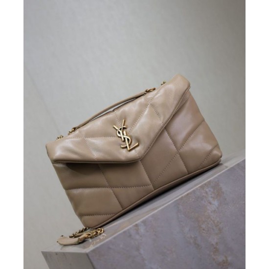 Replica YSL Saint Laurent Toy Puffer Bag Lambskin Apricot Fake