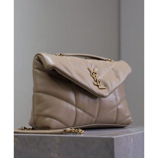 Replica YSL Saint Laurent Toy Puffer Bag Lambskin Apricot Fake