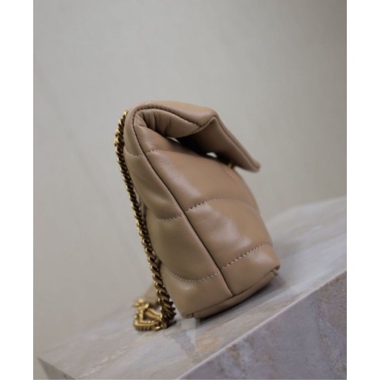 Replica YSL Saint Laurent Toy Puffer Bag Lambskin Apricot Fake