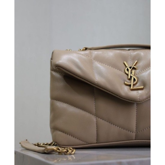 Replica YSL Saint Laurent Toy Puffer Bag Lambskin Apricot Fake