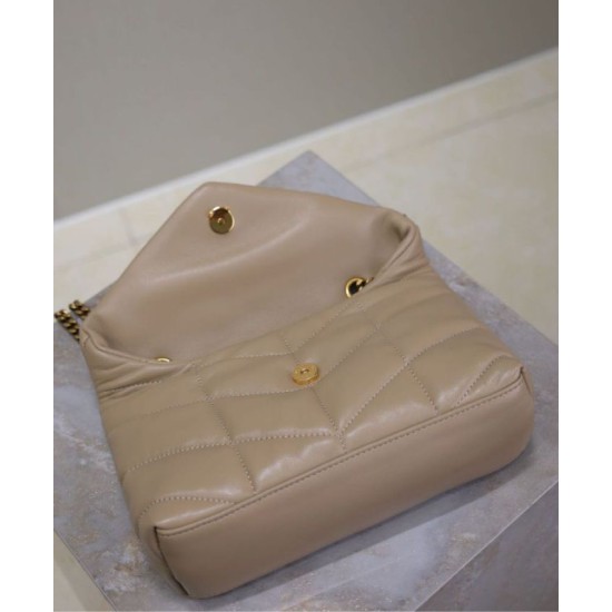 Replica YSL Saint Laurent Toy Puffer Bag Lambskin Apricot Fake
