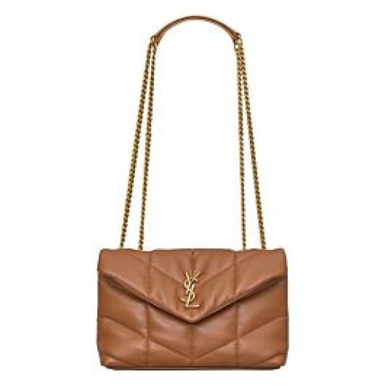 Replica YSL Saint Laurent Toy Puffer Bag Lambskin Coffee Fake