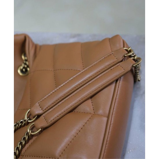 Replica YSL Saint Laurent Toy Puffer Bag Lambskin Coffee Fake