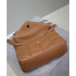Replica YSL Saint Laurent Toy Puffer Bag Lambskin Coffee Fake