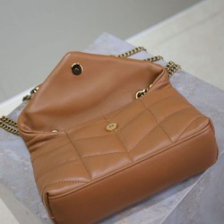 Replica YSL Saint Laurent Toy Puffer Bag Lambskin Coffee Fake