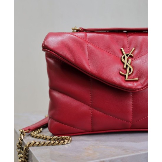 Replica YSL Saint Laurent Toy Puffer Bag Lambskin Red Fake