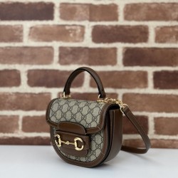 Replica Gucci Horsebit 1955 mini top handle bag 781387 Brown Fake