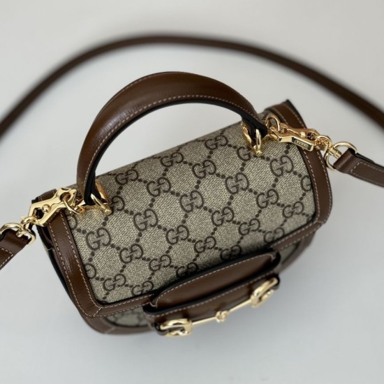 Replica Gucci Horsebit 1955 mini top handle bag 781387 Brown Fake