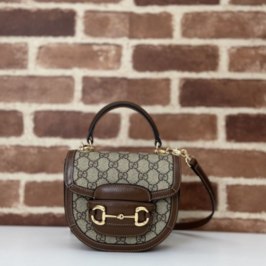 Replica Gucci Horsebit 1955 mini top handle bag 781387 Brown Fake