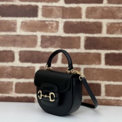 Replica Gucci Horsebit 1955 mini top handle bag 781387 Black Fake