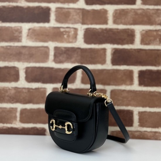 Replica Gucci Horsebit 1955 mini top handle bag 781387 Black Fake
