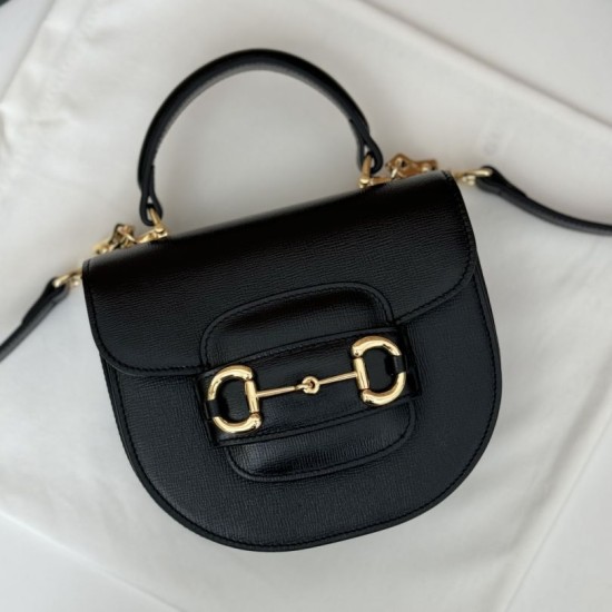 Replica Gucci Horsebit 1955 mini top handle bag 781387 Black Fake