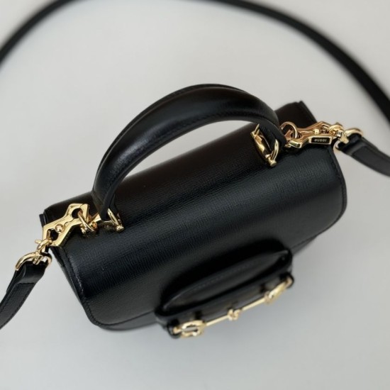 Replica Gucci Horsebit 1955 mini top handle bag 781387 Black Fake