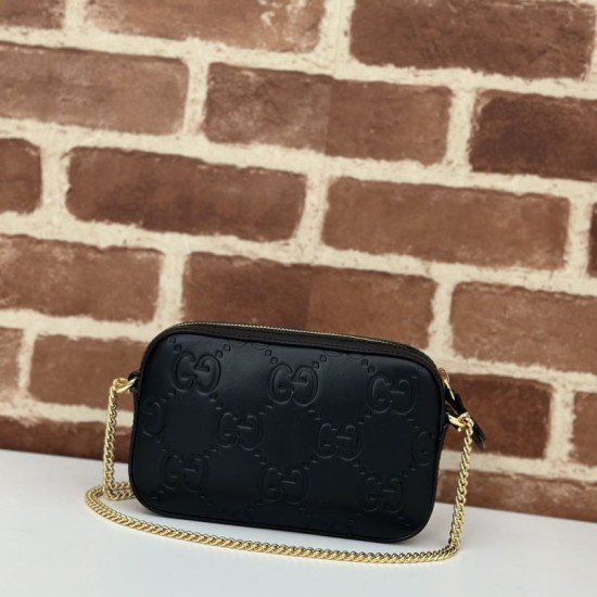 Replica Gucci GG super mini shoulder bag 781554 Black Fake