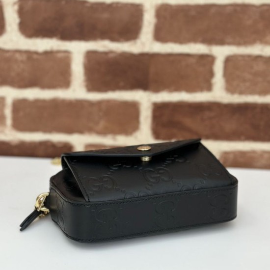 Replica Gucci GG super mini shoulder bag 781554 Black Fake
