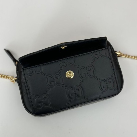 Replica Gucci GG super mini shoulder bag 781554 Black Fake