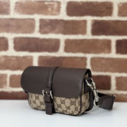 Replica Gucci Bi-colour GG super mini bag 795213 Brown Fake