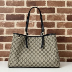 Replica Gucci GG Emblem Medium Tote Bag 815213 Black Fake