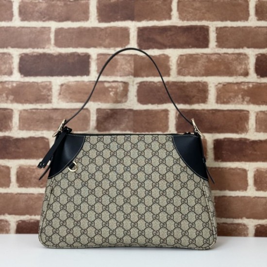 Replica Gucci GG Emblem 815217 Medium Shoulder Bag Black Replica Gucci GG Emblem 815217 Medium Shoulder Bag Black Fake